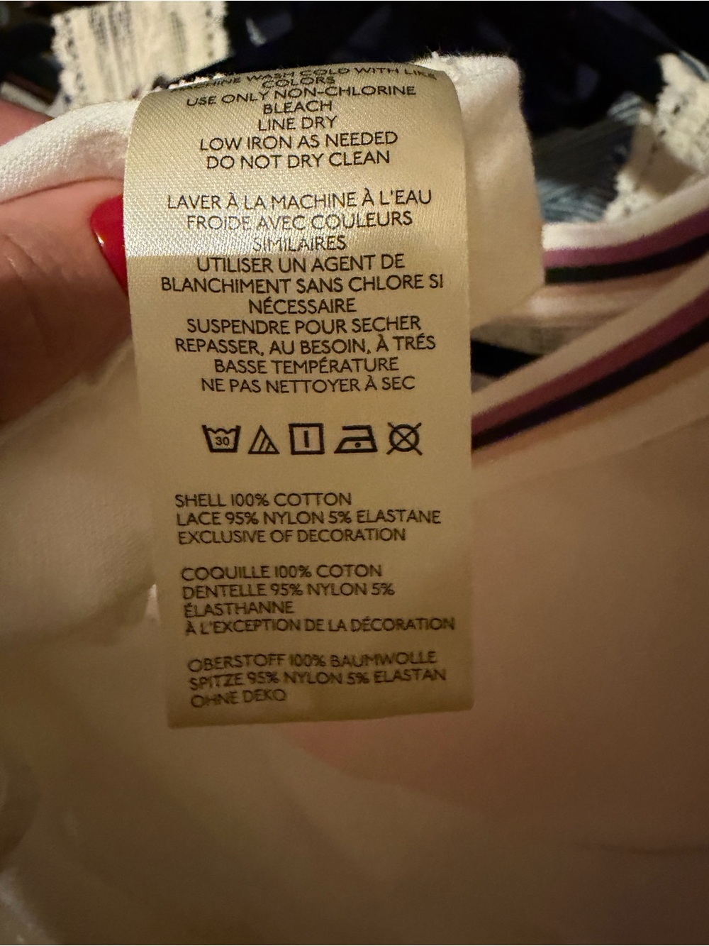 White Lace Trim V-Neck Top - Picture 3 of 3